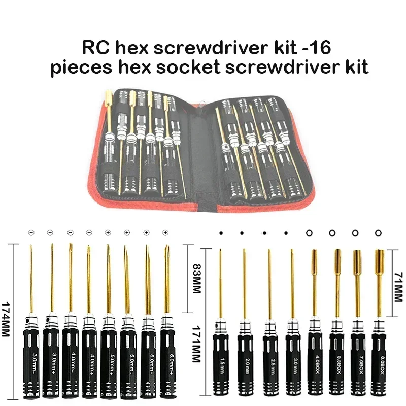 Rc Helicopter Tool Kit - Set Obeng Hex RC - 16pcs